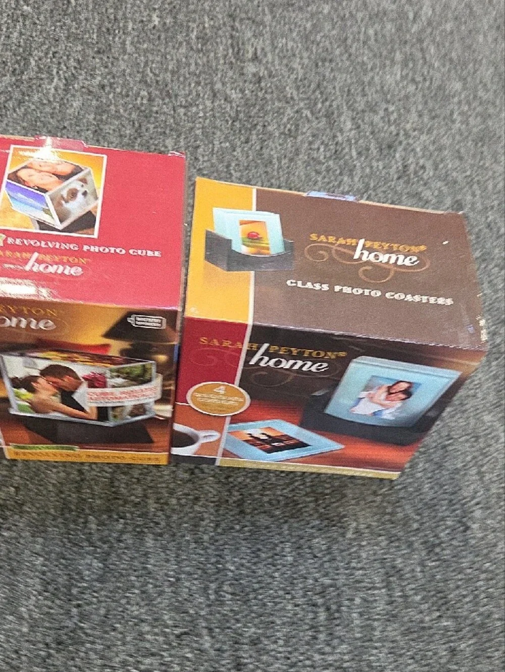 Sarah Peyton Home Motorized Revolving Photo Cube & Glass Coasters